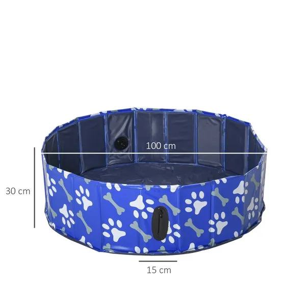 100 Cm. Dog Swimming Pool Foldable Pet Bathing Shower Tub Padding
