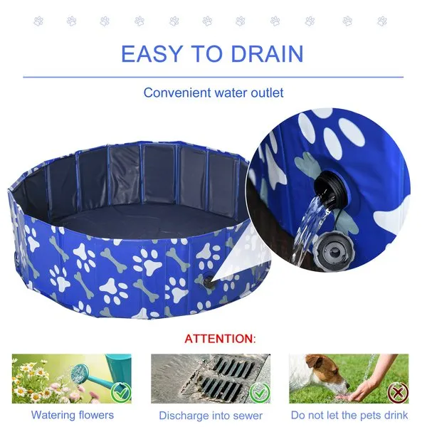 100 Cm. Dog Swimming Pool Foldable Pet Bathing Shower Tub Padding