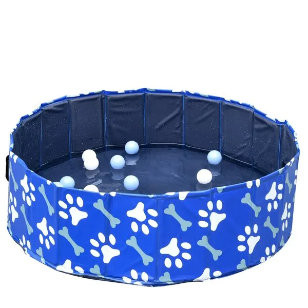 100 Cm. Dog Swimming Pool Foldable Pet Bathing Shower Tub Padding