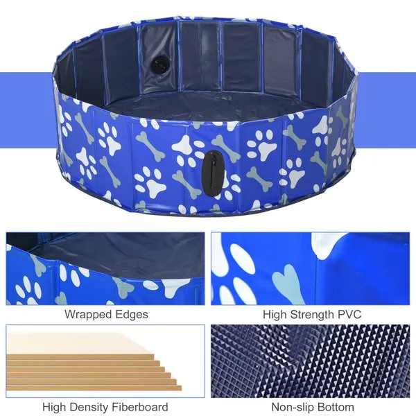 100 Cm. Dog Swimming Pool Foldable Pet Bathing Shower Tub Padding