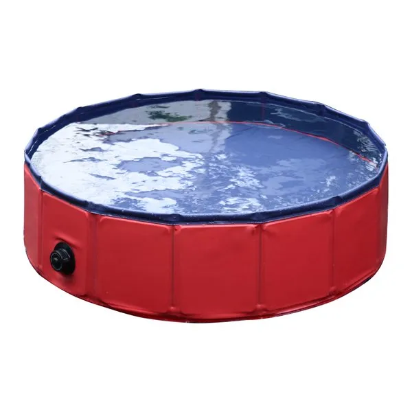 120 Cm Pet Swimming Pool, Foldable - Red
