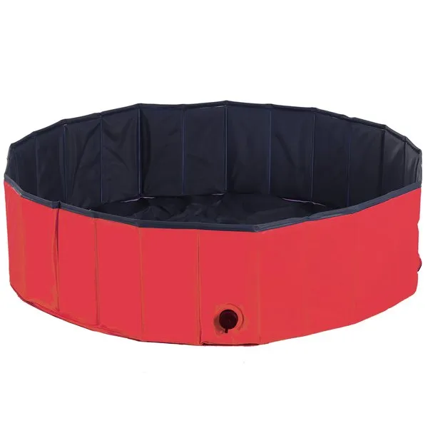 120 Cm Pet Swimming Pool, Foldable - Red