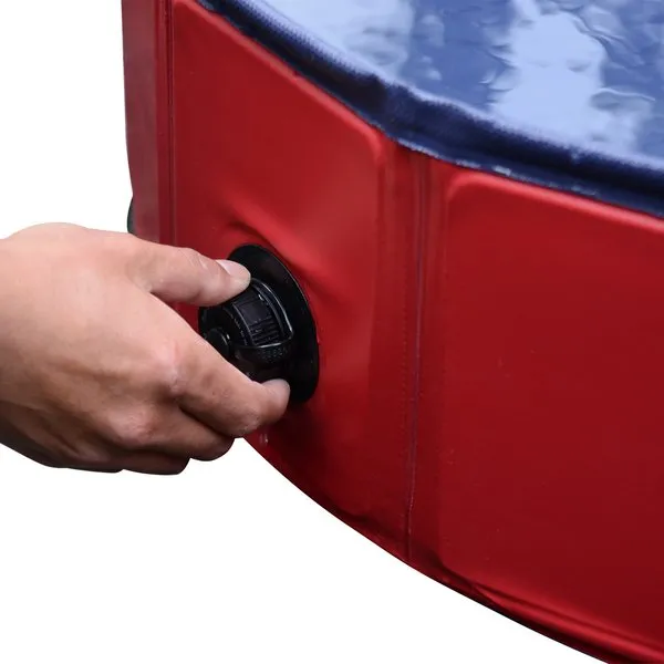120 Cm Pet Swimming Pool, Foldable - Red