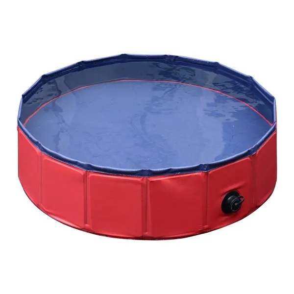 120 Cm Pet Swimming Pool, Foldable - Red