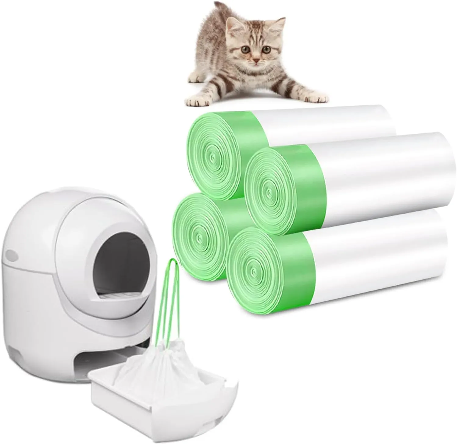 120 count Cat Litter Bags with Drawstring,Cat Litter Liners Durable Pet Cat Pan Liners Extra eplacement Waste Bags -22"" x 12""