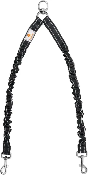 2 Dog Leash, 360 Swivel No Tangle Double Dog Walking & Training Leash, Comfortable Shock Absorbing Reflective Bungee Lead Walk 2 Dogs with Ease