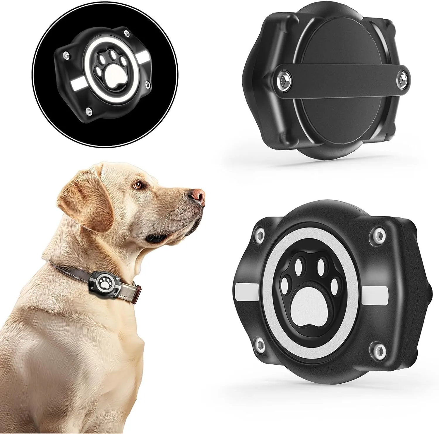 AirTag Dog Collar Holder, 100% Waterproof Air Tag Mount, Pet AirTag Case for Dogs & Cat Collars, Ultra-Durable Dog Collar AirTag Holder - Fits All Width Collars (Reflective,2 Pack)
