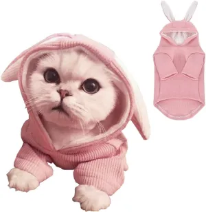 ANIAC Dog Hoodies Sweatshirt with Bunny Ears Spring Puppy Clothes for Small Dog Girl Boy Soft Doggy Sweater Cat Apparel Pet Clothing for Kitten Pomeranian Chihuahua (Large, Pink)