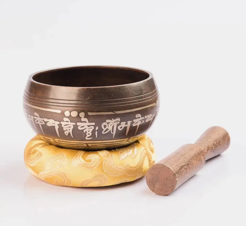 Antique Tibetan Singing Bowl Yoga Buddhist Symbol Etched