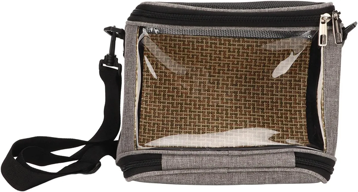 ASHATA Bird Travel Bag, Portable Bird Carrier, Transparent Breathable Travel Cage, Lightweight, for Cockatiels, Parakeets, Small Bird (Grey)