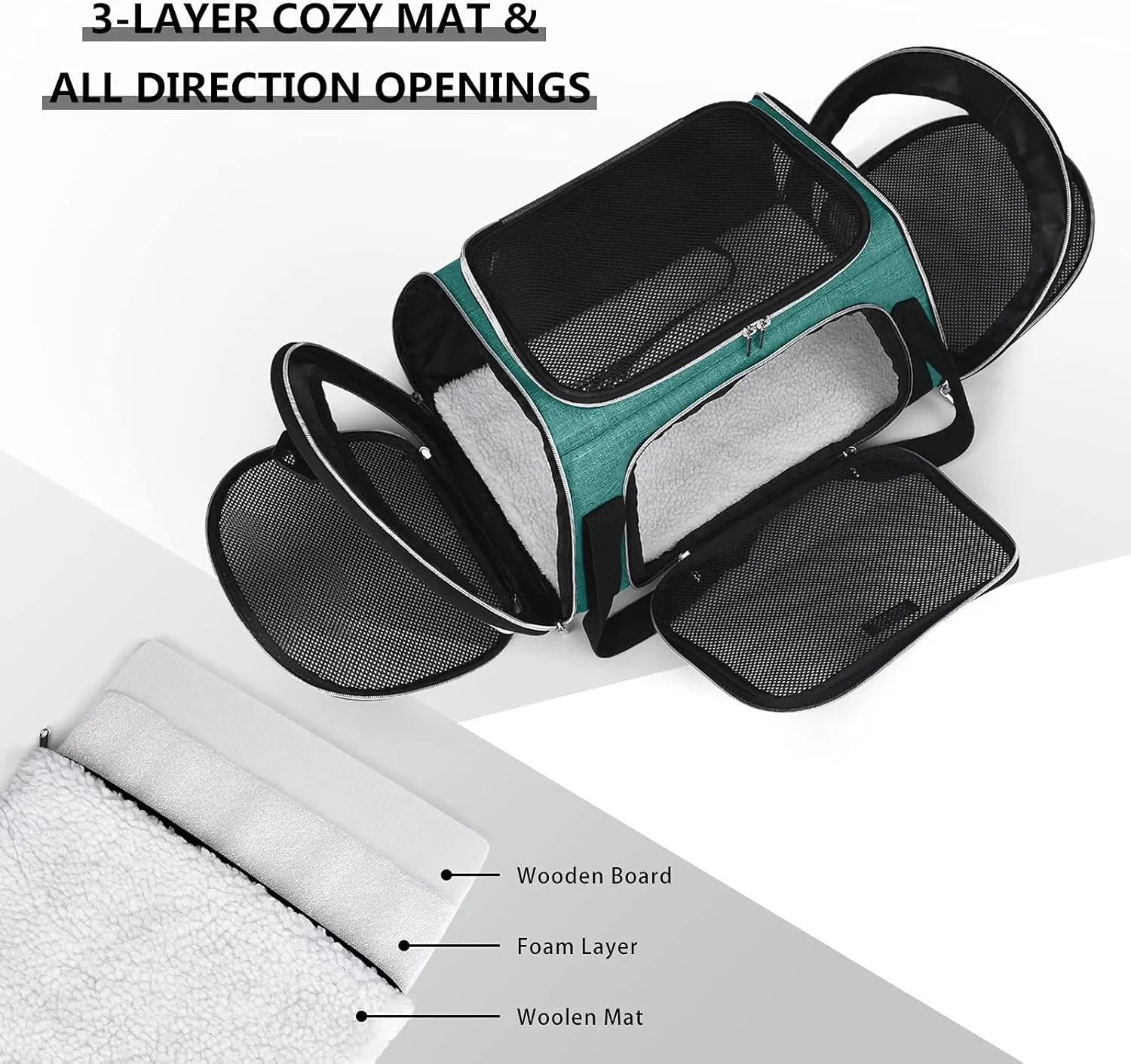 BAGLHER Pet Travel Carrier, Airline Approved Cat Carriers, Dog Carrier,Suitable for Small and Medium-Sized Cats and Dogs Pet Soft Carrier, Suitable for Travel, Hiking, and Outdoor Use. Green