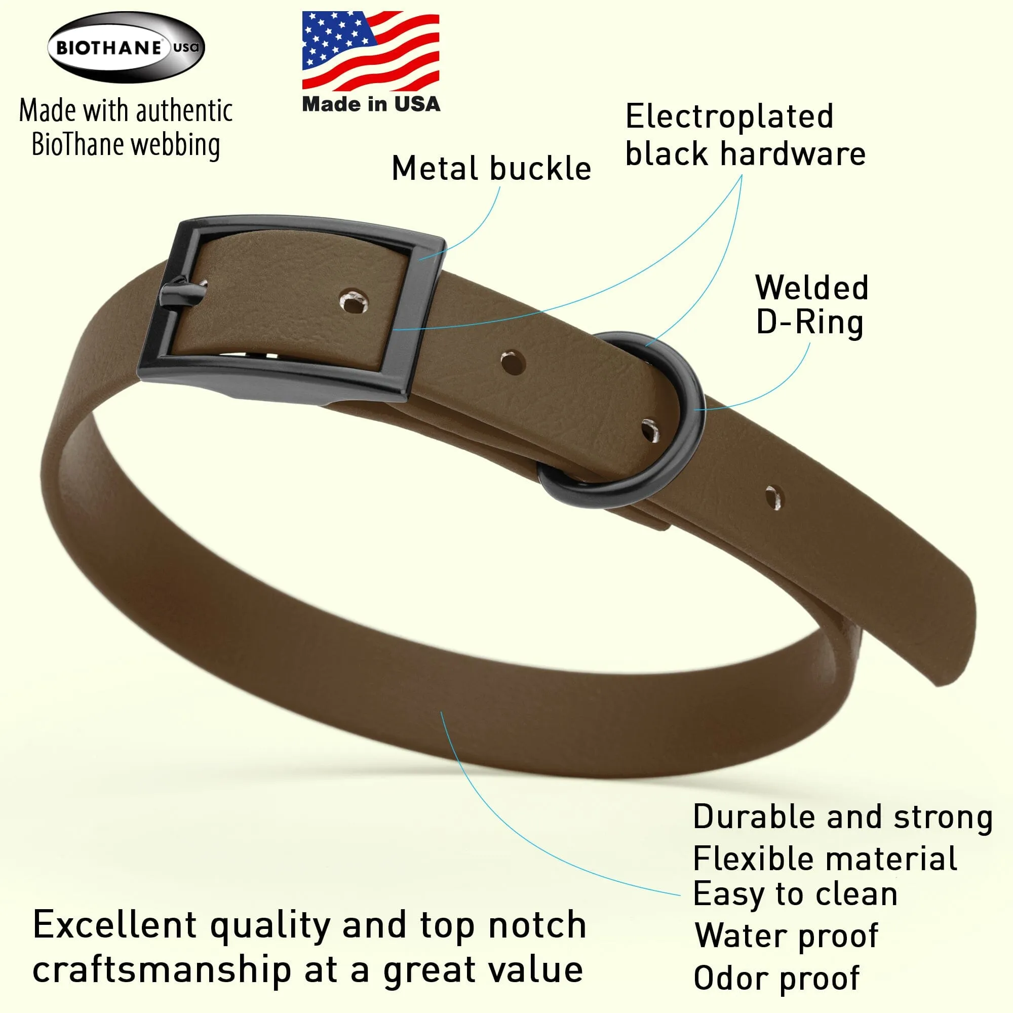Biothane Waterproof Collar - Small (12 to 15 inches)