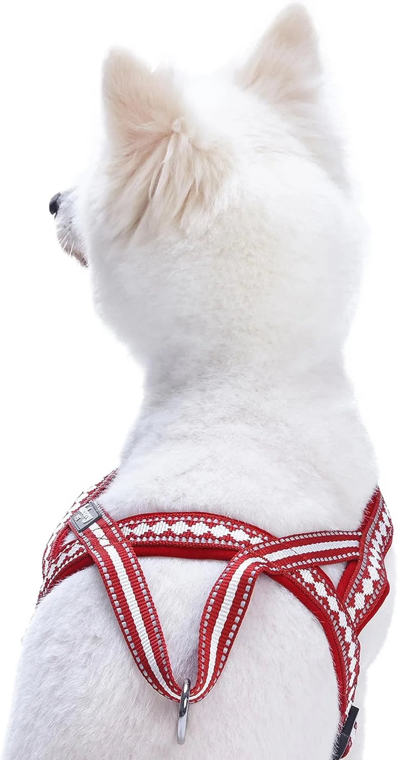 Blueberry Pet 4 Colors Soft & Comfy 3M Reflective Jacquard Padded Dog Harness, Chest Girth 16.5" - 21", Marsala Red, Small, Adjustable Harnesses for Dogs