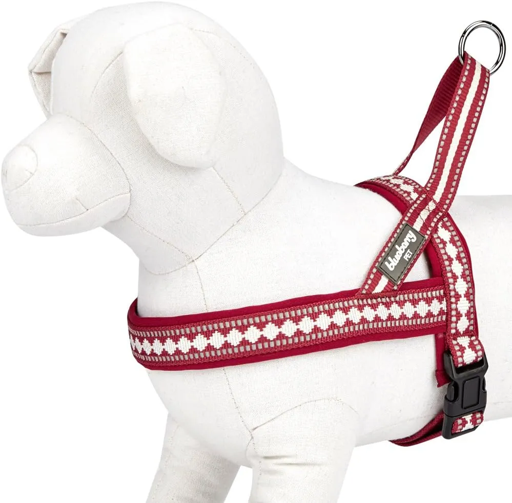 Blueberry Pet 4 Colors Soft & Comfy 3M Reflective Jacquard Padded Dog Harness, Chest Girth 16.5" - 21", Marsala Red, Small, Adjustable Harnesses for Dogs
