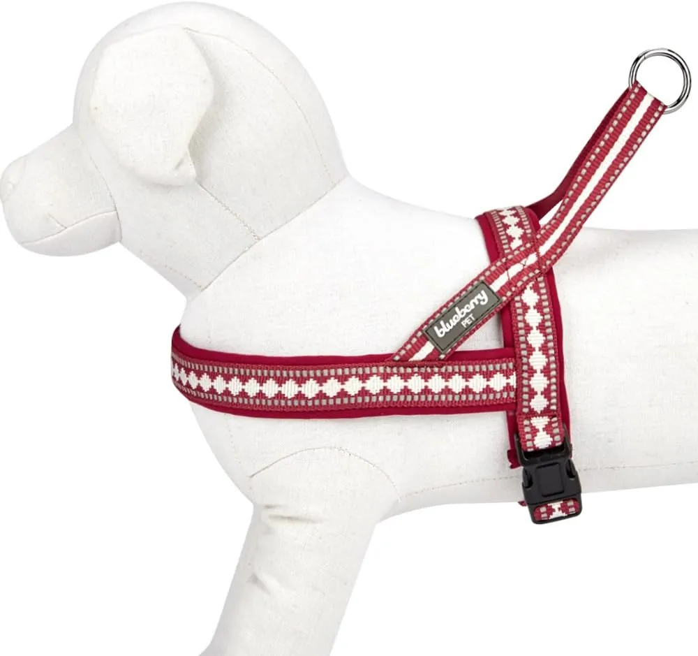 Blueberry Pet 4 Colors Soft & Comfy 3M Reflective Jacquard Padded Dog Harness, Chest Girth 16.5" - 21", Marsala Red, Small, Adjustable Harnesses for Dogs