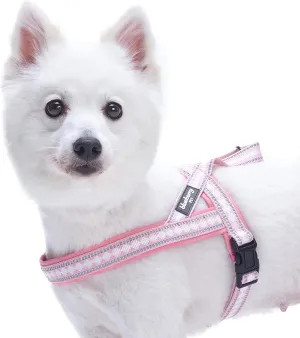 Blueberry Pet 4 Colors Soft & Comfy 3M Reflective Jacquard Padded Dog Harness, Chest Girth 20.5" - 26", Pink, Medium, Adjustable Harnesses for Dogs