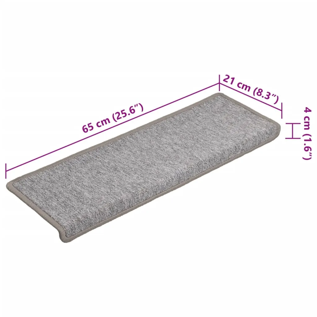 Carpet Stair Treads 15 pcs 65x21x4 cm Light Grey