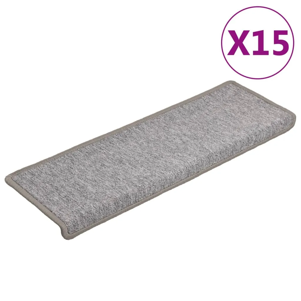 Carpet Stair Treads 15 pcs 65x21x4 cm Light Grey