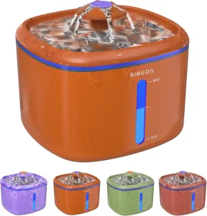 Cat Water Fountain 84oz/2.5L - Automatic Pet Fountain & Dog Water Dispenser with Replacement Filters & Feeding Mat for Cats, Dogs, Multiple Pets (Camouflage Orange)