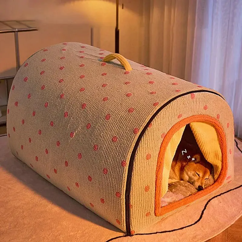 Cozy Dog Semi-Arc Winter Cave Enclosed Washable & Foldable Cat House Bed