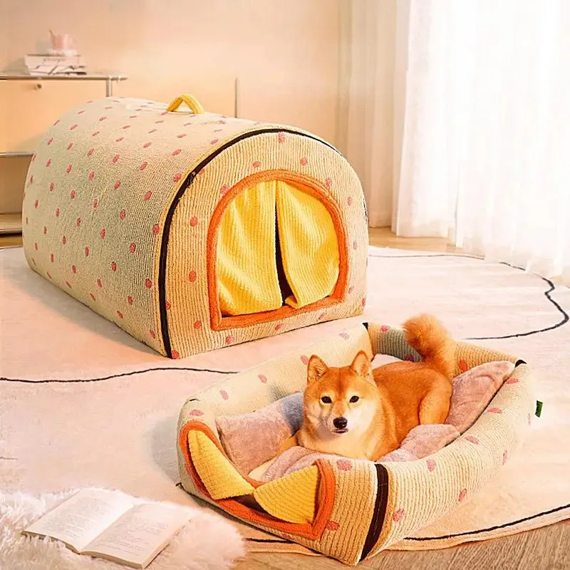 Cozy Dog Semi-Arc Winter Cave Enclosed Washable & Foldable Cat House Bed