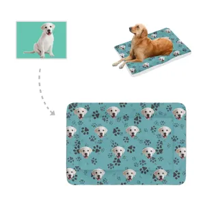 Custom Face Blue Footprint Pet Pad