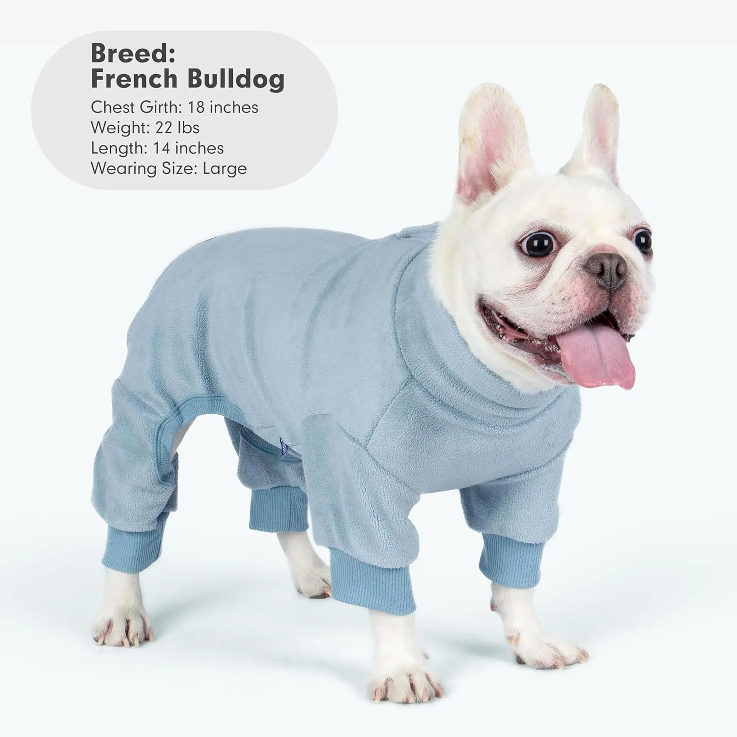 cyeollo Dog Pajamas X-Large, Stretchable Fleece Pet Onesie Coat for Small Medium Sized Dogs Pjs Warm Doggie Jumpsuit Soft Cold Weather Dog Clothes Outfits, Light Blue XL