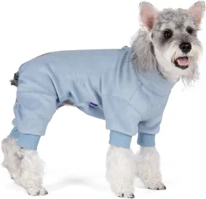 cyeollo Dog Pajamas X-Large, Stretchable Fleece Pet Onesie Coat for Small Medium Sized Dogs Pjs Warm Doggie Jumpsuit Soft Cold Weather Dog Clothes Outfits, Light Blue XL