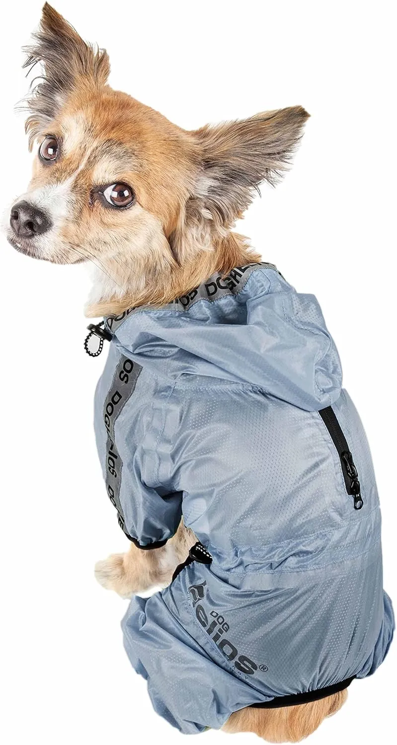 Dog Helios Torrential Shield Waterproof and Adjustable Full Body Dog Raincoat, XS, Blue