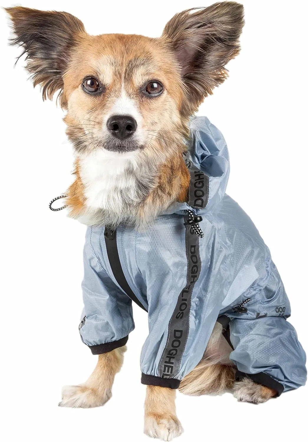 Dog Helios Torrential Shield Waterproof and Adjustable Full Body Dog Raincoat, XS, Blue