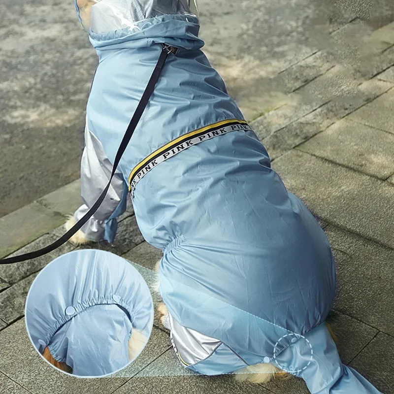 Dog Raincoat With Tail Jumpsuit Raincoat With Reflective Strips