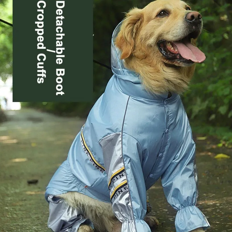 Dog Raincoat With Tail Jumpsuit Raincoat With Reflective Strips