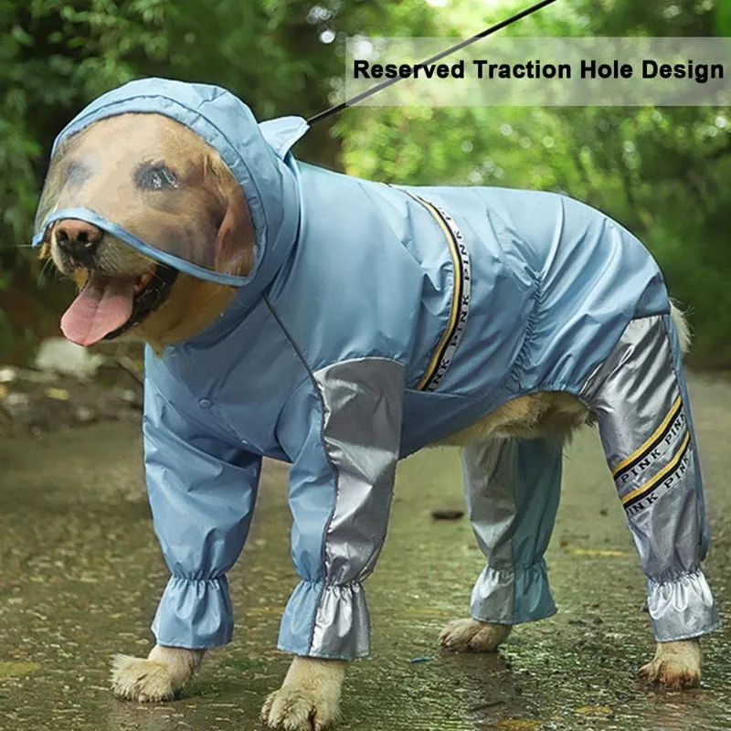 Dog Raincoat With Tail Jumpsuit Raincoat With Reflective Strips