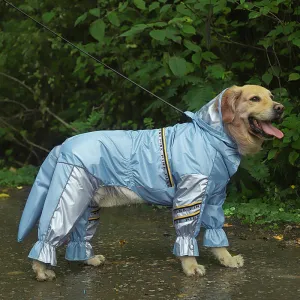 Dog Raincoat With Tail Jumpsuit Raincoat With Reflective Strips