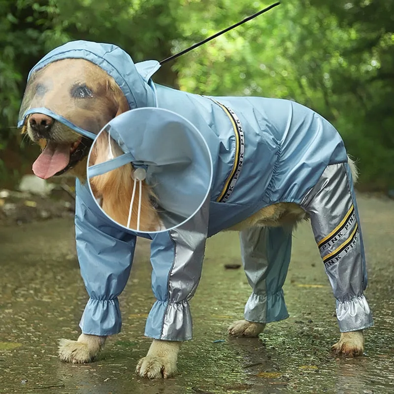 Dog Raincoat With Tail Jumpsuit Raincoat With Reflective Strips