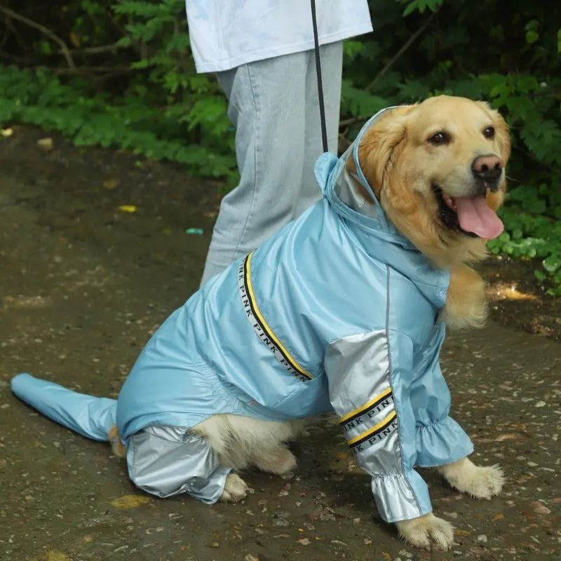 Dog Raincoat With Tail Jumpsuit Raincoat With Reflective Strips