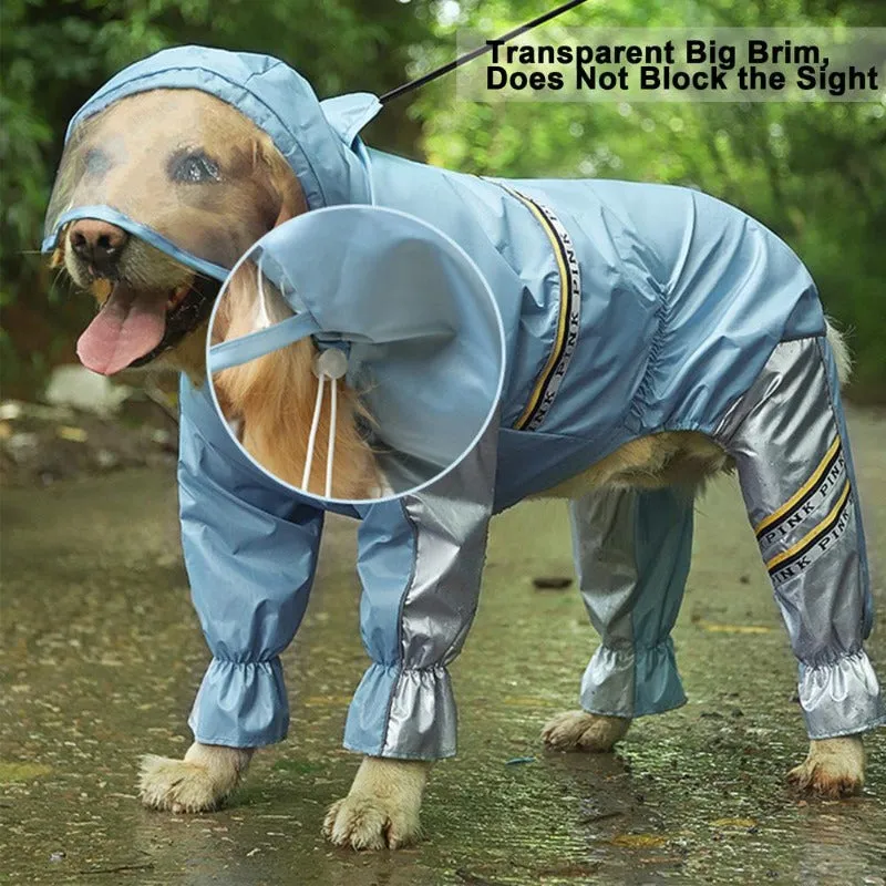 Dog Raincoat With Tail Jumpsuit Raincoat With Reflective Strips