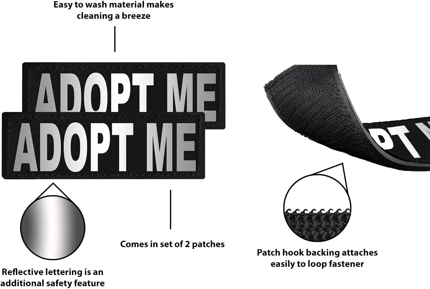 Dogline Adopt Me Removable Velcro Patches, Small/Medium