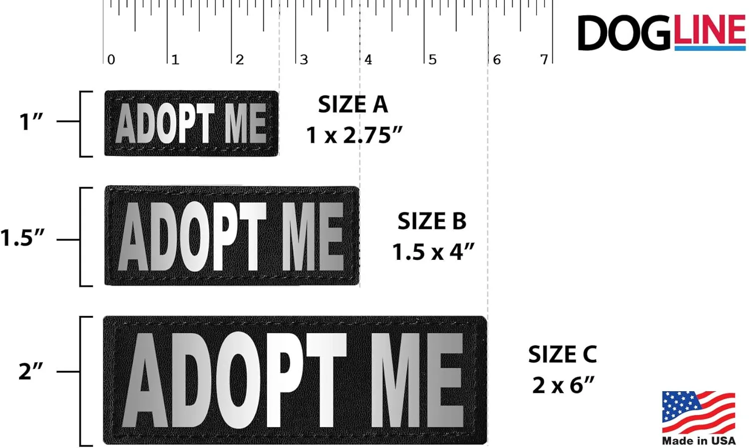 Dogline Adopt Me Removable Velcro Patches, Small/Medium
