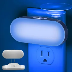 DORESshop Blue Night Light, Auto On/Off, 0-100 LM Adjustable Brightness, Dimmable Plug Into Wall Night Light for Kids Room, Bedroom, Stair Lights, Blue, 1W, 2 Pack