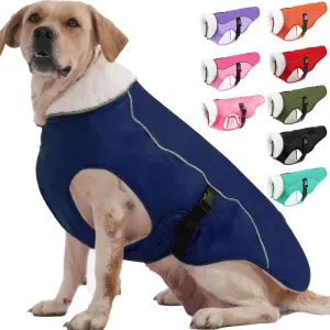 EMUST Winter Dog Jacket, Windproof Dog Apparel for Cold Weather, Reflective Coats for Dogs, Warm Puppy Jacket, Blue S