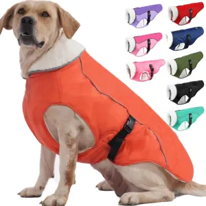 EMUST Winter Dog Jacket, Windproof Dog Apparel for Cold Weather, Reflective Coats for Dogs, Warm Puppy Jacket, Orange, S