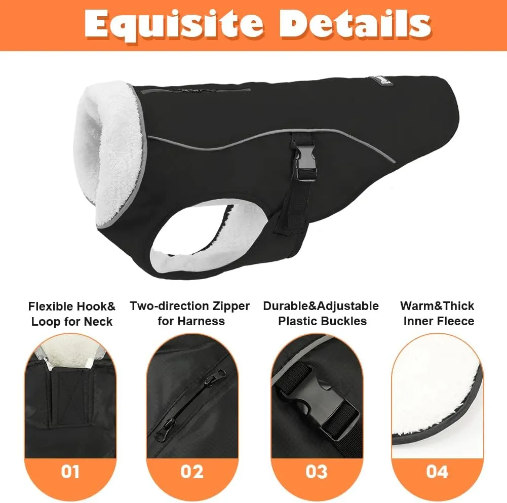 EMUST Winter Dog Jacket, Windproof Dog Apparel for Cold Weather, Reflective Winter Coat for Dogs, Warm Puppy Jacket, Black, S