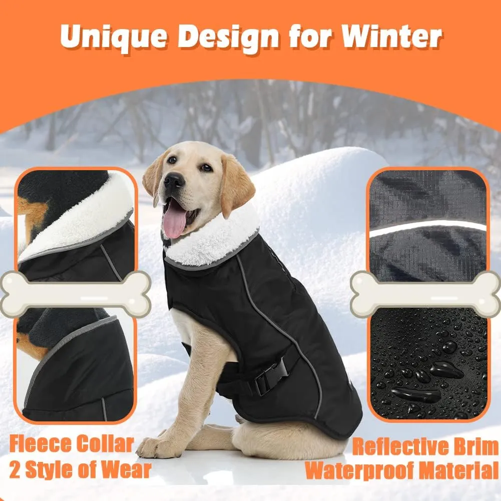 EMUST Winter Dog Jacket, Windproof Dog Apparel for Cold Weather, Reflective Winter Coat for Dogs, Warm Puppy Jacket, Black, S