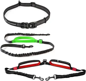 Exquisite Hands Free Dog Leash for Medium Dogs (Long - Black & Green)   Dog Coupler 360 Leash Splitter for Medium Dogs (Black)