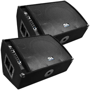 FL-15MP-PW - Pair of Premium Powered 2-Way 15" PA Floor Monitors with Titanium Horns