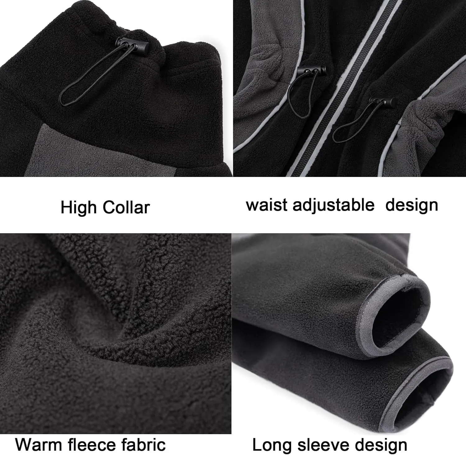 Fleece Coat for Small Medium Dogs, Pullover Pajamas Jumpsuit Bodysuit With Legs, Pet Windproof Warm Cold Weather Jacket Full Body Vest Cozy Snowsuit Apparel Outfit Clothes