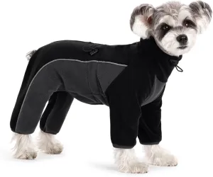 Fleece Coat for Small Medium Dogs, Pullover Pajamas Jumpsuit Bodysuit With Legs, Pet Windproof Warm Cold Weather Jacket Full Body Vest Cozy Snowsuit Apparel Outfit Clothes