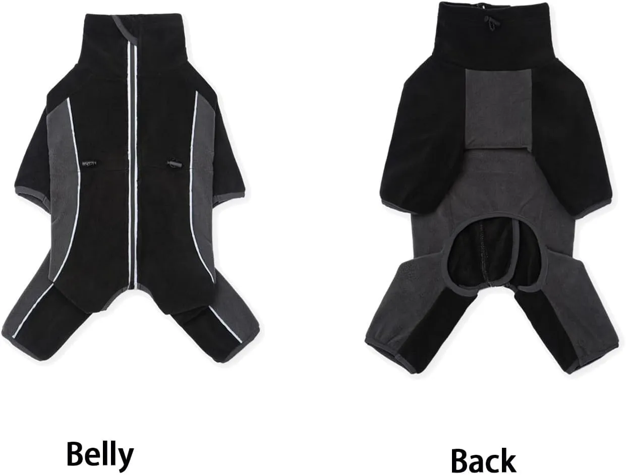 Fleece Coat for Small Medium Dogs, Pullover Pajamas Jumpsuit Bodysuit With Legs, Pet Windproof Warm Cold Weather Jacket Full Body Vest Cozy Snowsuit Apparel Outfit Clothes