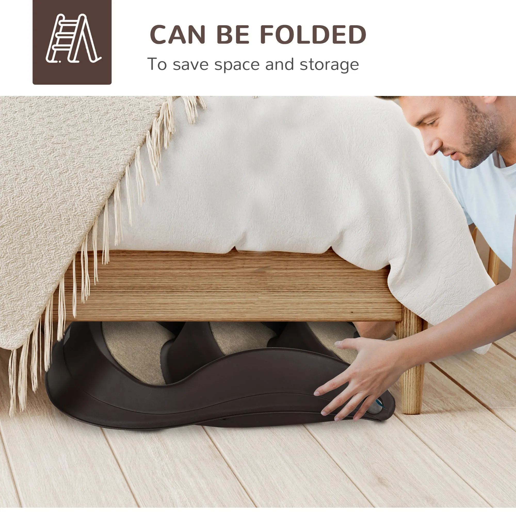 Foldable Pet Stairs Portable Dog Steps 3-Step Design with Non-slip Mats for High Beds, Sofas, 49 x 38 x 38 cm, Brown